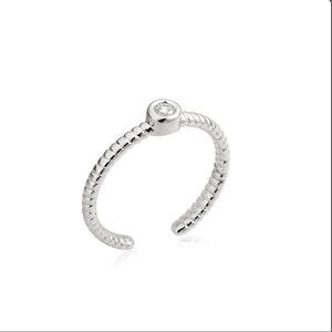 PHALANGE RING POINT OF LIGHT ZIRCONIA + WHITE RHODIUM PLATED